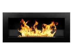 Lareira de parede ou embutida a bioetanol Livorno Nero L 90 x D 12 x H 40 com vidro^ Lareira