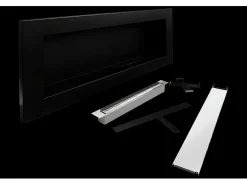 Lareira de parede ou embutida a bioetanol Livorno Nero L 90 x D 12 x H 40 com vidro^ Lareira