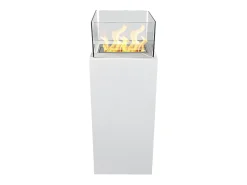 Lareira* Lareira de piso a bioetanol para interior e exterior Ischia 40x40x115 Branco