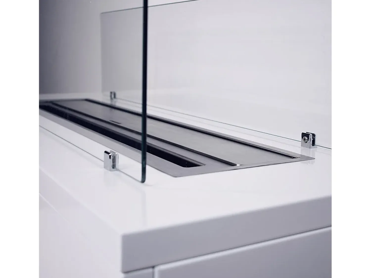 Lareira| Lareira de piso a bioetanol para interior e exterior CARAVAGGIO L100xD40xH40 cm Branco