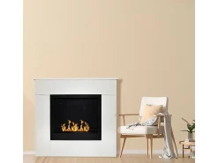 Lareira| Lareira de piso a bioetanol em madeira branca Fabricado na Itália Michelangelo 96x36x90h Branco