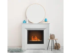Lareira* Lareira de piso a bioetanol BELLINI em madeira branca Fabricado na Itália L96 x D35 x H96 Branco