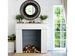 Consola* Lareira Decorativa Branca com 3 Portas e Arrumação XL – Consola em MDF para Sala e Quarto Multicor