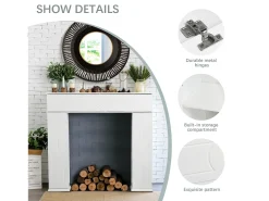 Consola* Lareira Decorativa Branca com 3 Portas e Arrumação XL – Consola em MDF para Sala e Quarto Multicor