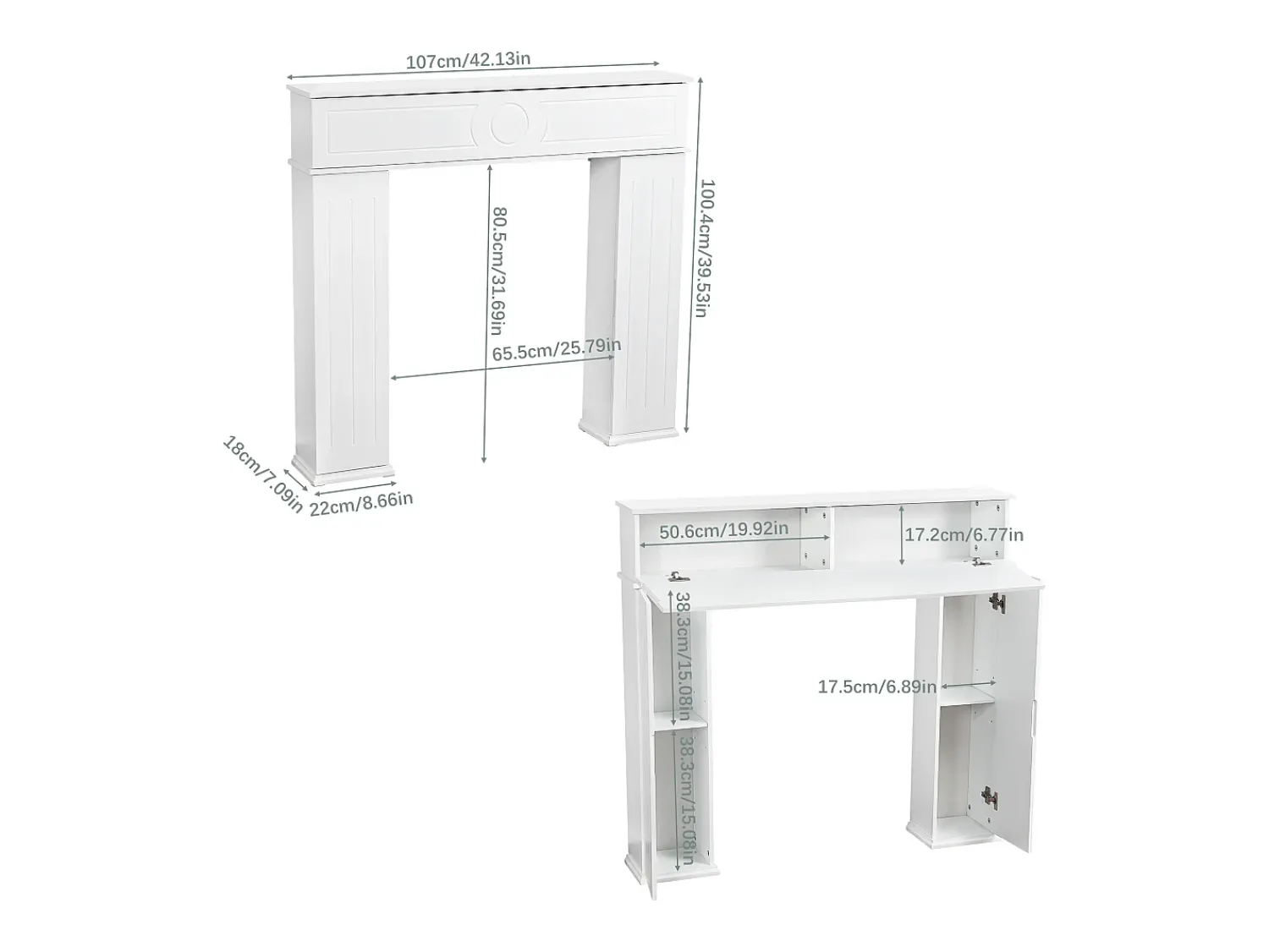 Consola* Lareira Decorativa Branca com 3 Portas e Arrumação XL – Consola em MDF para Sala e Quarto Multicor
