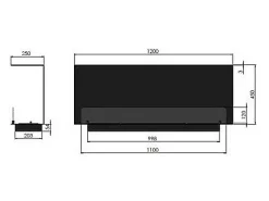 Lareira* Lareira Design Integrada a Bioetanol C1200 V.1 com Vidro Aberto em 3 Lados Queimador de 3 Litros Preto