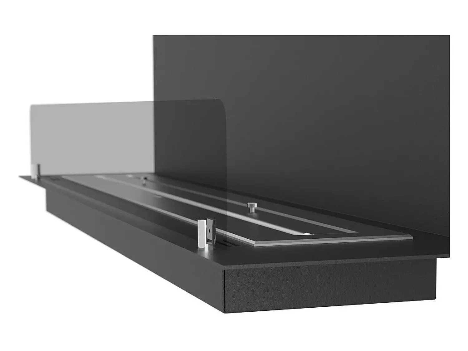 Lareira* Lareira Design Integrada a Bioetanol C1200 V.1 com Vidro Aberto em 3 Lados Queimador de 3 Litros Preto