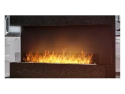 Lareira* Lareira Design Integrada a Bioetanol C1200 V.1 com Vidro Aberto em 3 Lados Queimador de 3 Litros Preto