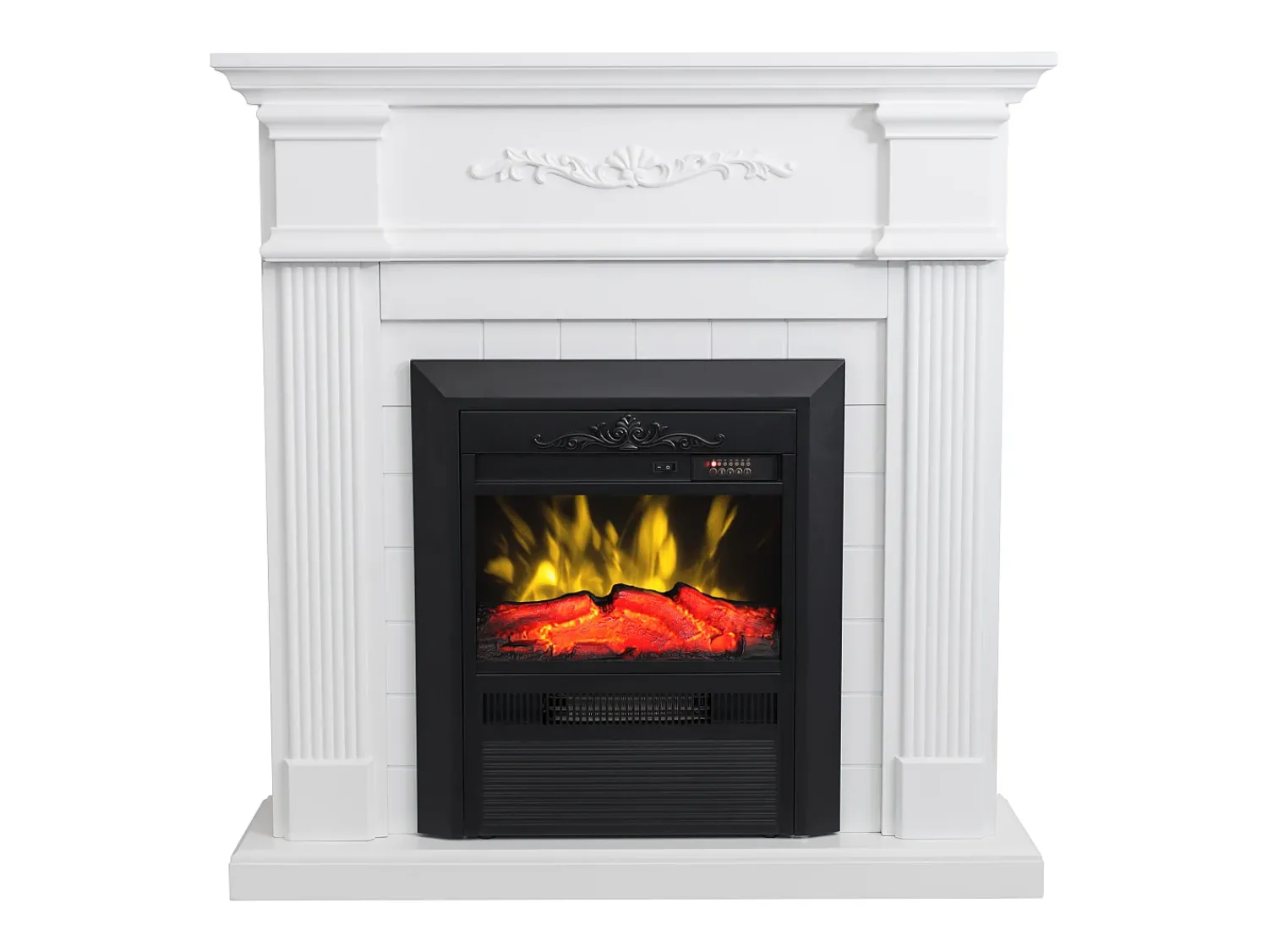 Clearance FLAMATECH Lareira eléctrica de chão - Com cornija - C98 x P26 x A100,8 cm - - OTEMANU Branco