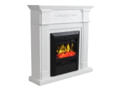 Clearance FLAMATECH Lareira eléctrica de chão - Com cornija - C98 x P26 x A100,8 cm - - OTEMANU Branco