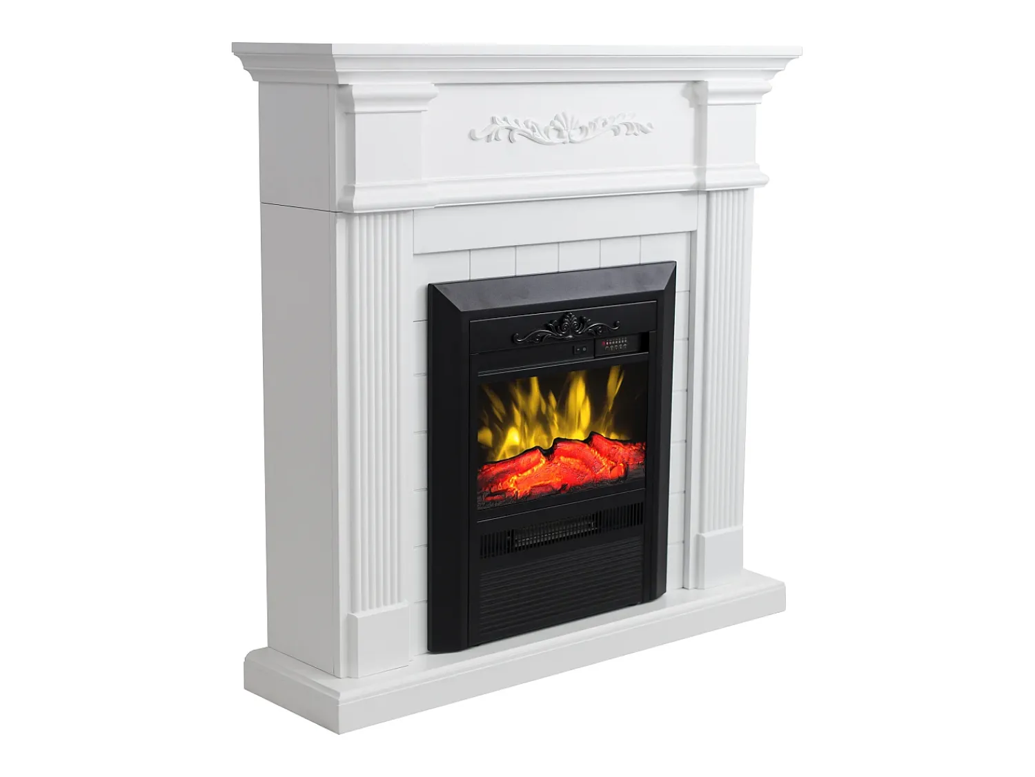 Clearance FLAMATECH Lareira eléctrica de chão - Com cornija - C98 x P26 x A100,8 cm - - OTEMANU Branco