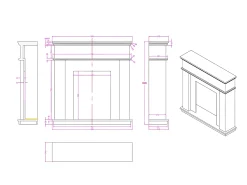 Lareira*FLAMATECH Lareira eléctrica de pousar VESUVIA - com cobertura - C98 x L24 x A102.5cm - Branco