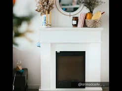 Lareira*FLAMATECH Lareira eléctrica de pousar VESUVIA - com cobertura - C98 x L24 x A102.5cm - Branco