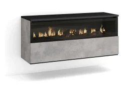 Skraut Home Lareira eléctrica LED, 102x35x45cm, 1 abertura, 1 porta, Lareira eléctrica, Suspensos, Cimento^ Lareira