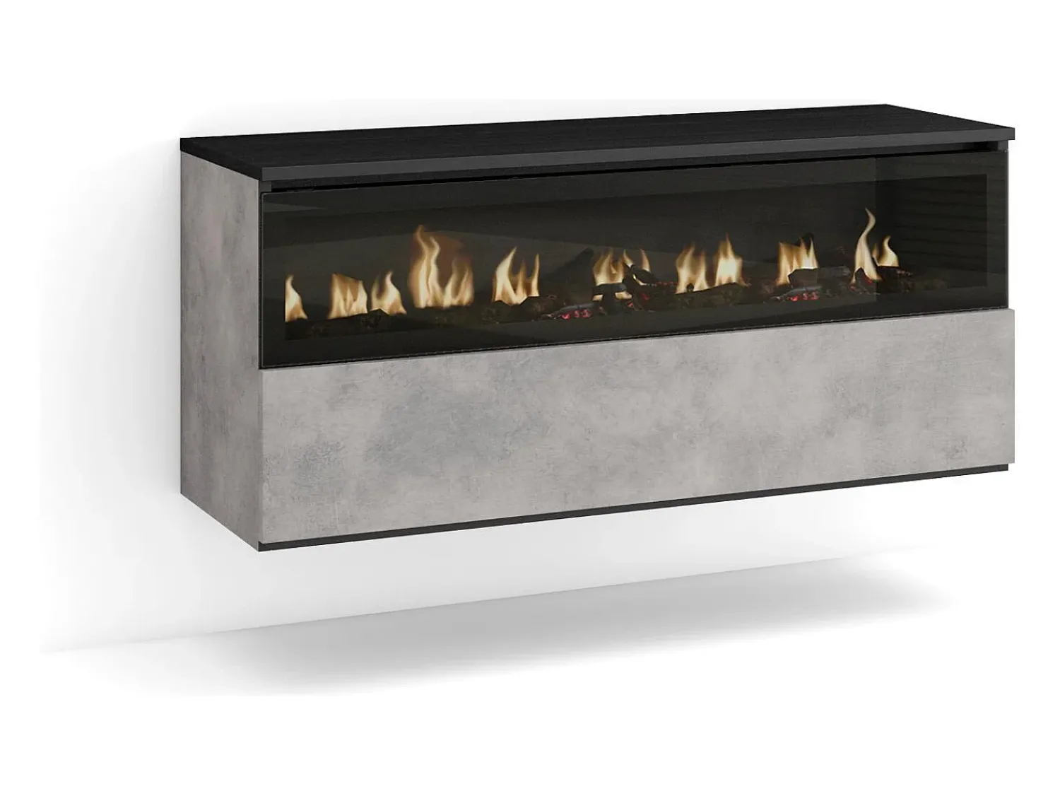 Skraut Home Lareira eléctrica LED, 102x35x45cm, 1 abertura, 1 porta, Lareira eléctrica, Suspensos, Cimento^ Lareira
