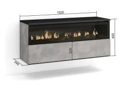 Skraut Home Lareira eléctrica LED, 102x35x45cm, 1 abertura, 1 porta, Lareira eléctrica, Suspensos, Cimento^ Lareira