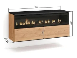 Lareira*Skraut Home Lareira eléctrica LED, 102x35x45cm, 1 abertura, 1 porta, Lareira eléctrica, Suspensos, Carvahlo e preto Natural claro