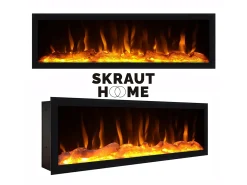 Lareira*Skraut Home Lareira eléctrica LED, 107x38x25cm, Sala de estar - Sala jantar, Lareira eléctrica, Cimento Cinzento