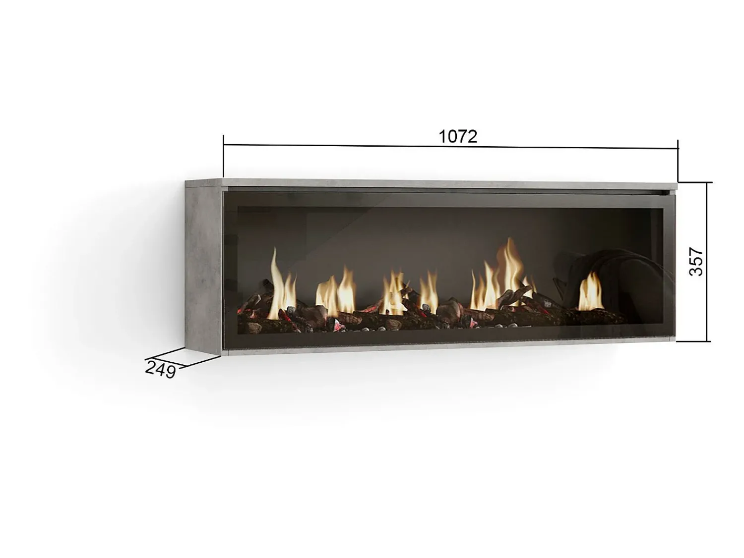 Lareira*Skraut Home Lareira eléctrica LED, 107x38x25cm, Sala de estar - Sala jantar, Lareira eléctrica, Cimento Cinzento