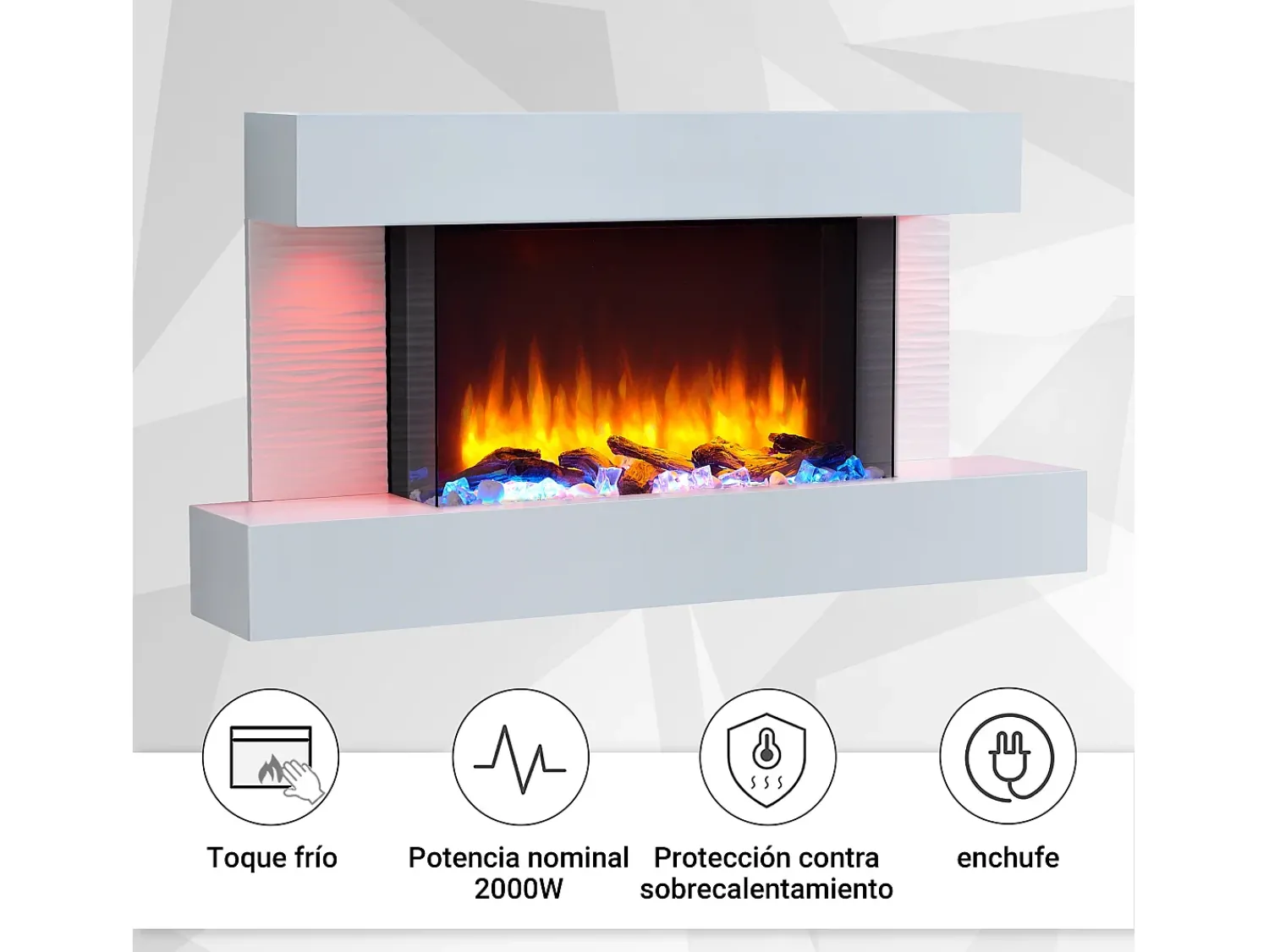 Lareira| Lareira elétrica BALDERIA Aieda - Lareira de pé, aquecimento 2000 W - Branco