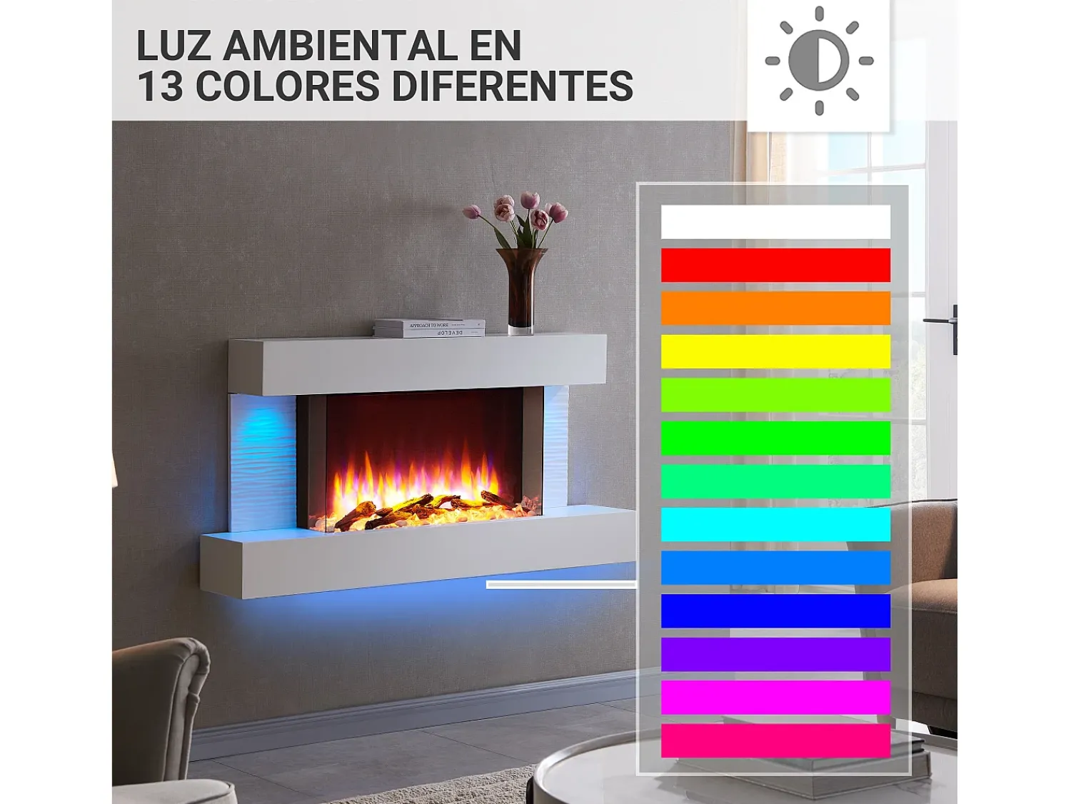 Lareira| Lareira elétrica BALDERIA Aieda - Lareira de pé, aquecimento 2000 W - Branco
