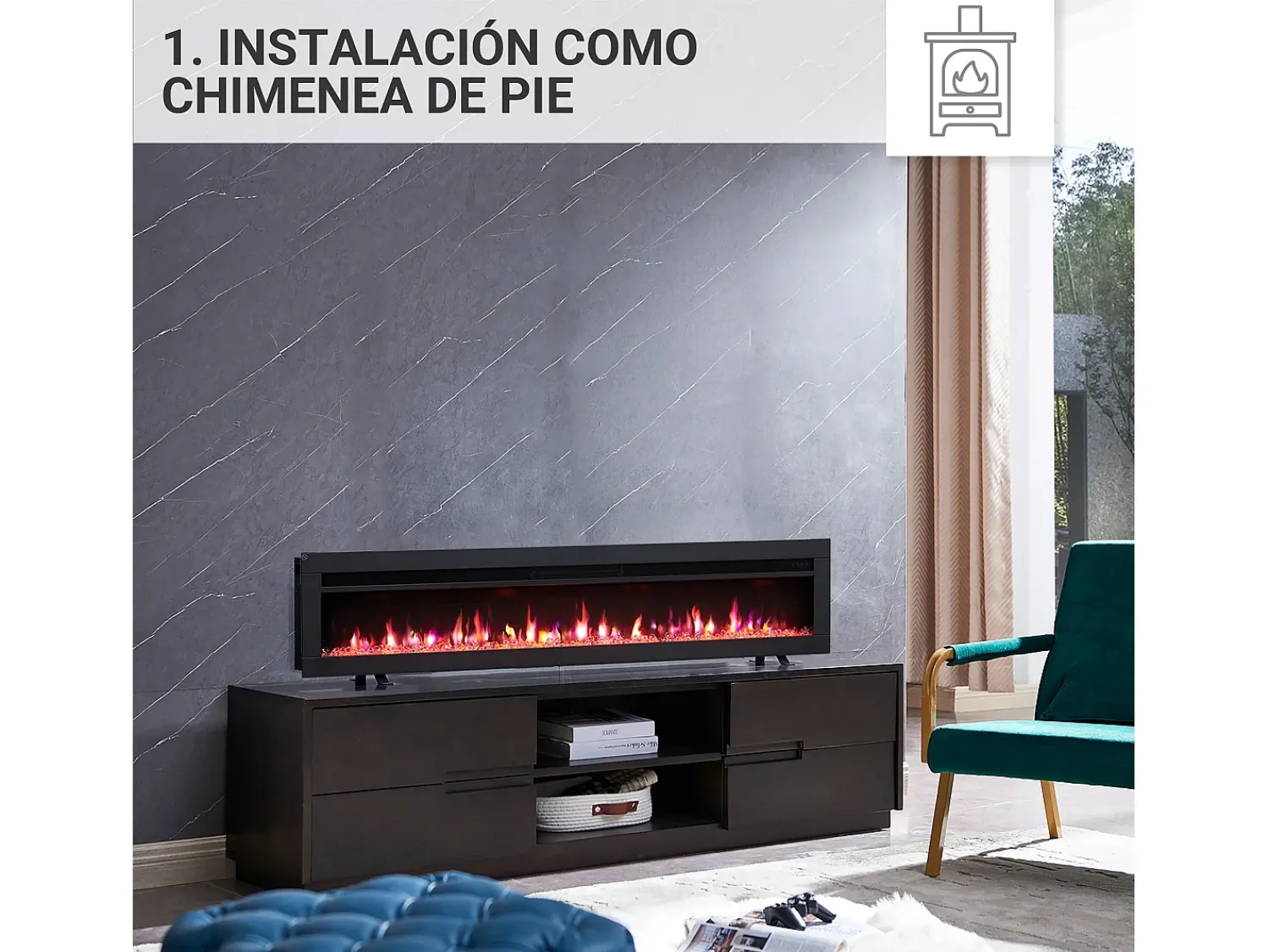 Lareira elétrica BALDERIA Agnes 60 - Lareira de parede ou embutida -^ Lareira