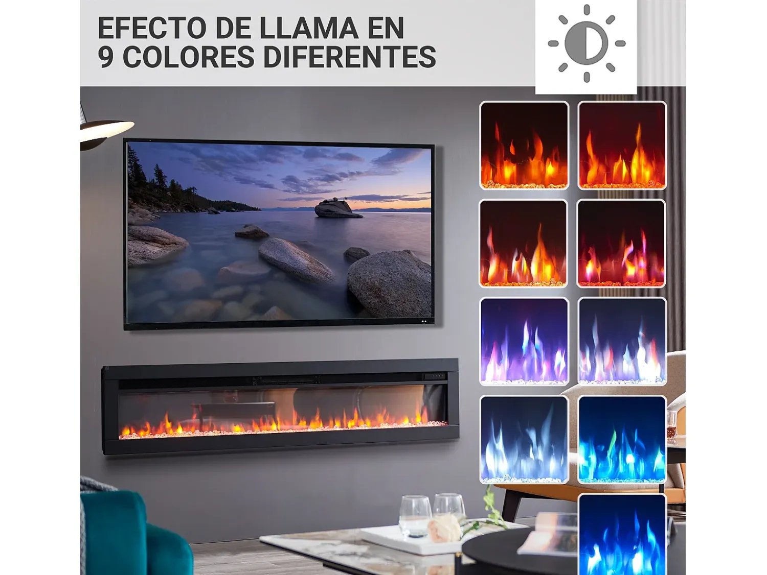 Lareira elétrica BALDERIA Agnes 60 - Lareira de parede ou embutida -^ Lareira