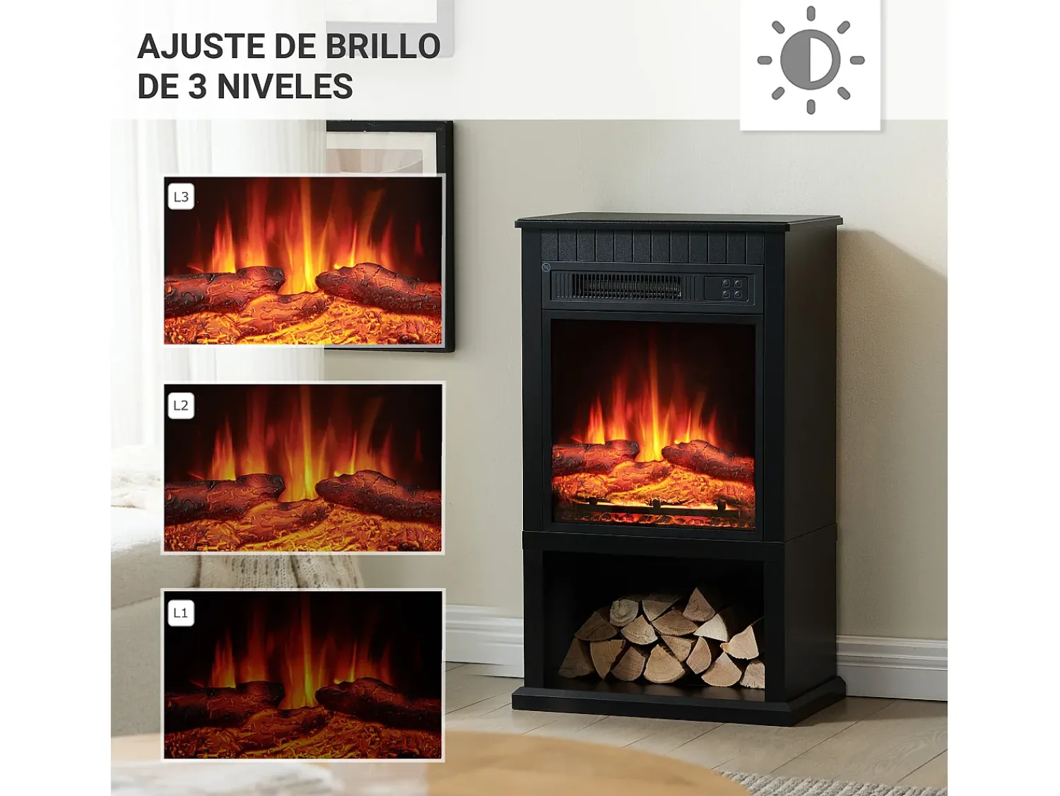 Lareira elétrica BALDERIA Ember - Lareira de chão - preta^ Lareira