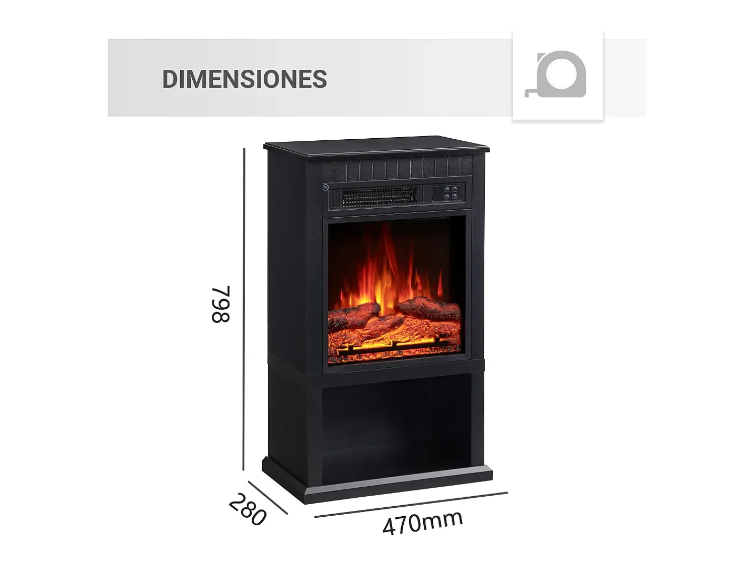 Lareira elétrica BALDERIA Ember - Lareira de chão - preta^ Lareira