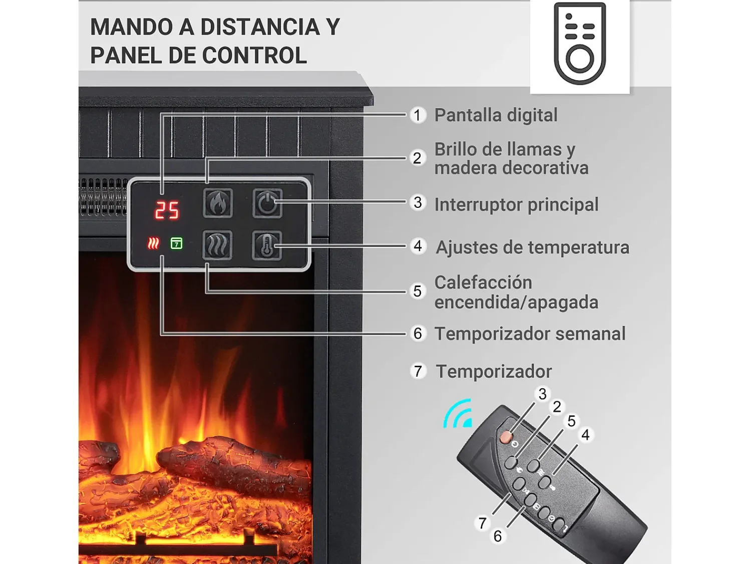 Lareira elétrica BALDERIA Ember - Lareira de chão - preta^ Lareira