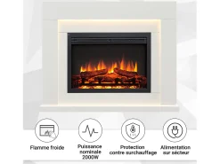 Lareira elétrica BALDERIA Elektra ñEfeito de chama 3D, iluminação LED, potência de aquecimento 1ñ2 kW, comando à distância -^ Lareira