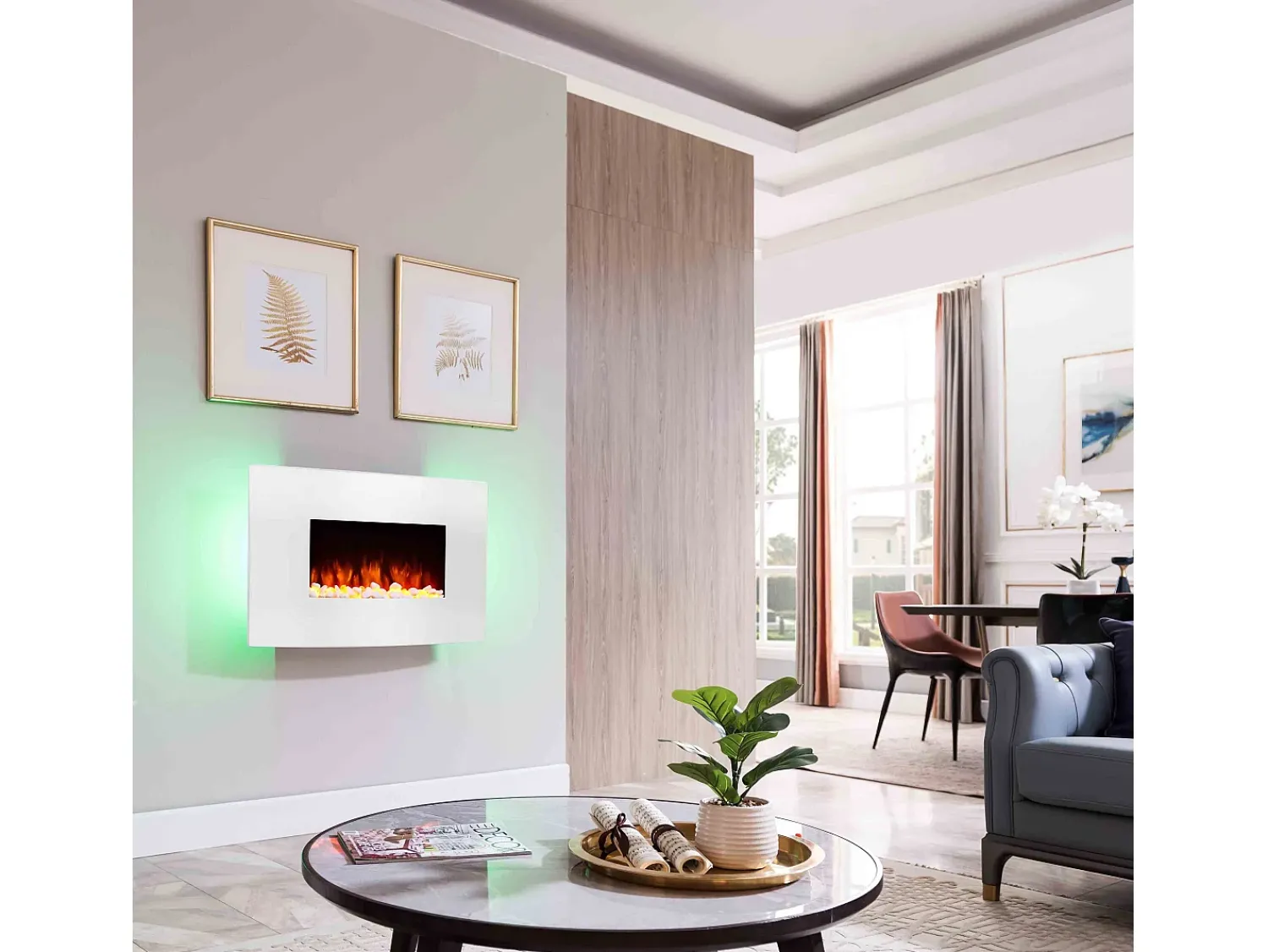 Lareira| Lareira elétrica BALDERIA Enjo - Lareira de parede, aquecimento 2000 W - Branco