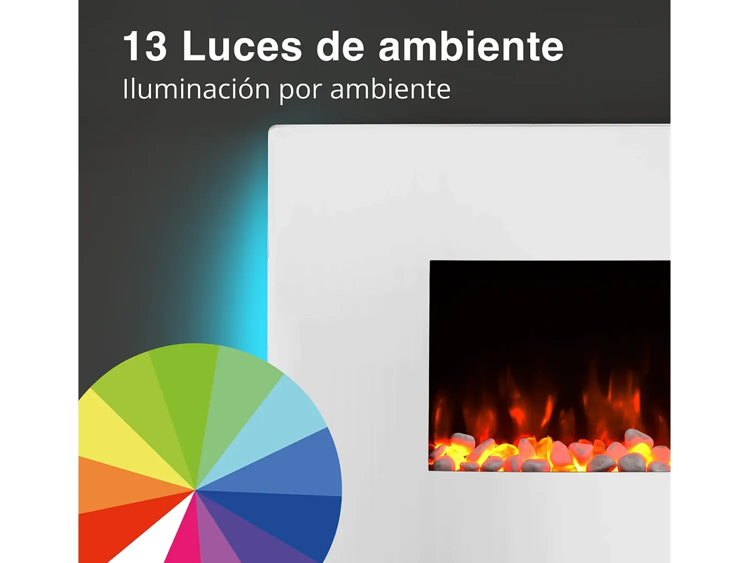 Lareira| Lareira elétrica BALDERIA Enjo - Lareira de parede, aquecimento 2000 W - Branco