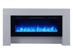 Lareira* Lareira elétrica BALDERIA Zeus - Lareira de chão, aquecimento 2000 W - Aspecto betão Cinzento