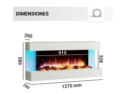Lareira elétrica BALDERIA Helia - Lareira de parede, 2000 W - Branca^ Lareira