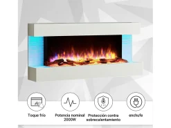 Lareira elétrica BALDERIA Helia - Lareira de parede, 2000 W - Branca^ Lareira
