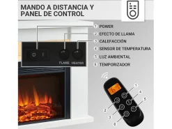 Lareira| Lareira elétrica BALDERIA Ruby - Lareira com aquecimento 2000 W - Branco