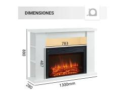 Lareira| Lareira elétrica BALDERIA Ruby - Lareira com aquecimento 2000 W - Branco