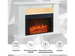 Lareira| Lareira elétrica BALDERIA Ruby - Lareira com aquecimento 2000 W - Branco