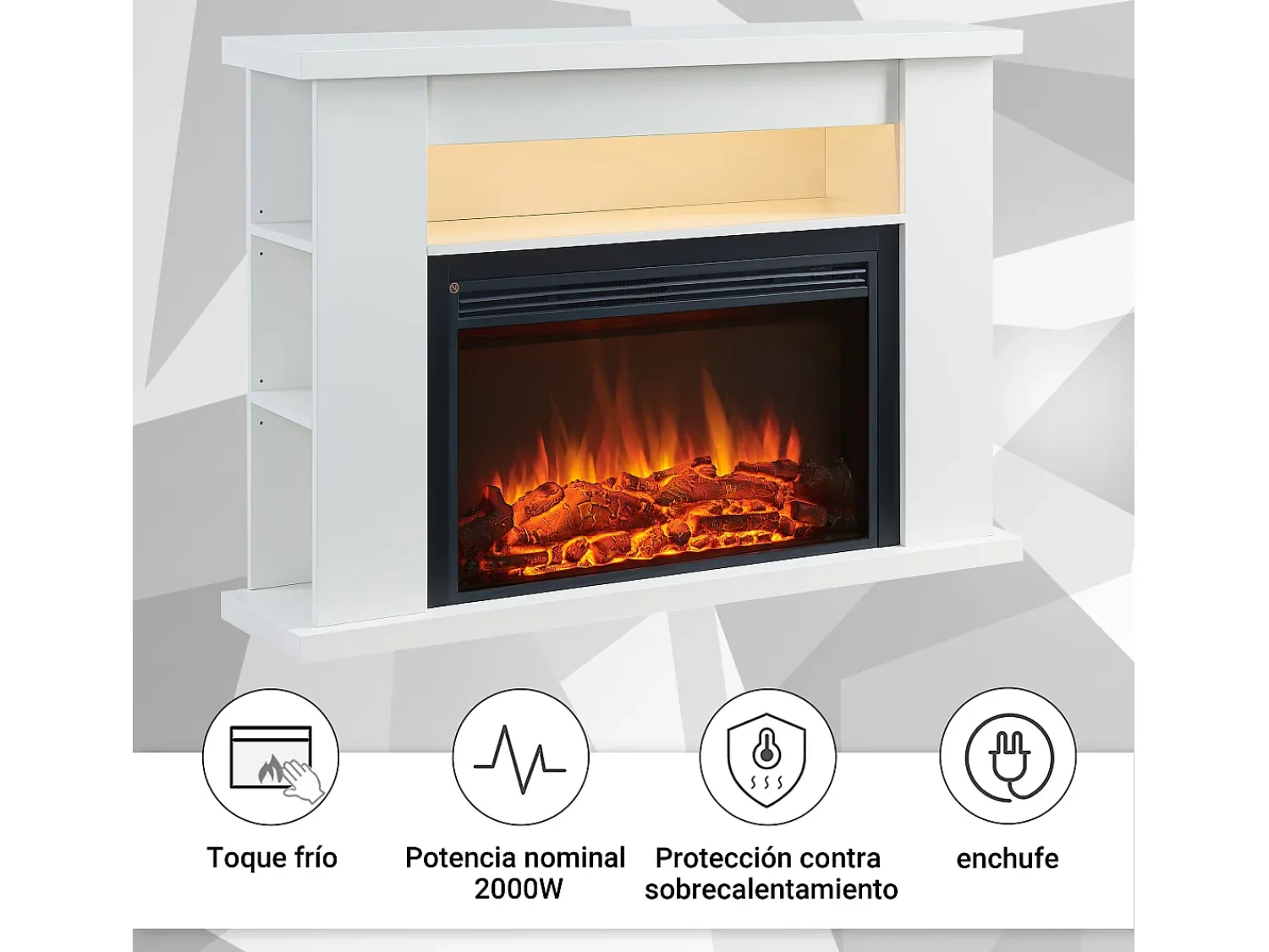 Lareira| Lareira elétrica BALDERIA Ruby - Lareira com aquecimento 2000 W - Branco