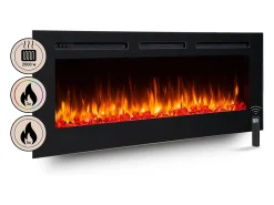 Lareira| Lareira elétrica BALDERIA Fiamma 60 - Lareira embutida, aquecimento 2000 W - Preto