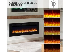 Lareira| Lareira elétrica BALDERIA Fiamma 60 - Lareira embutida, aquecimento 2000 W - Preto