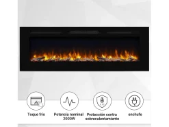 Lareira| Lareira elétrica BALDERIA Fiamma 60 - Lareira embutida, aquecimento 2000 W - Preto
