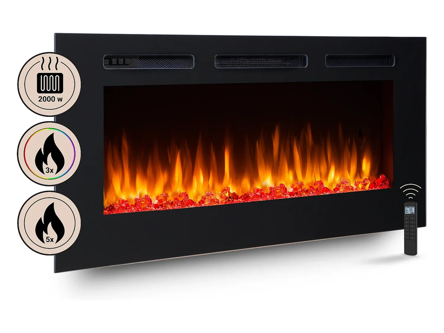Lareira| Lareira elétrica BALDERIA Fiamma 48 - Lareira embutida - Preto