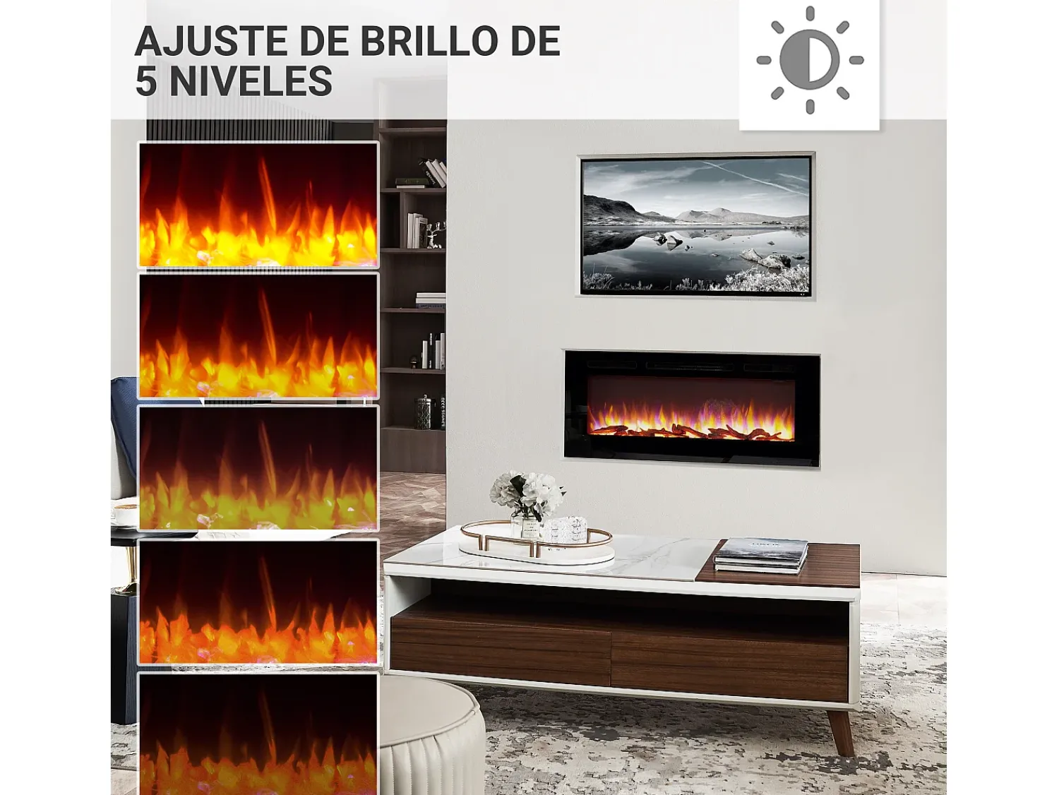 Lareira| Lareira elétrica BALDERIA Fiamma 48 - Lareira embutida - Preto