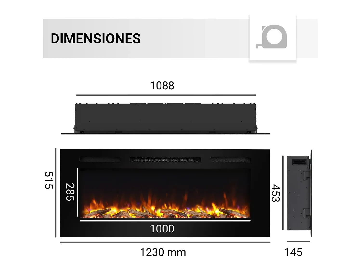 Lareira| Lareira elétrica BALDERIA Fiamma 48 - Lareira embutida - Preto