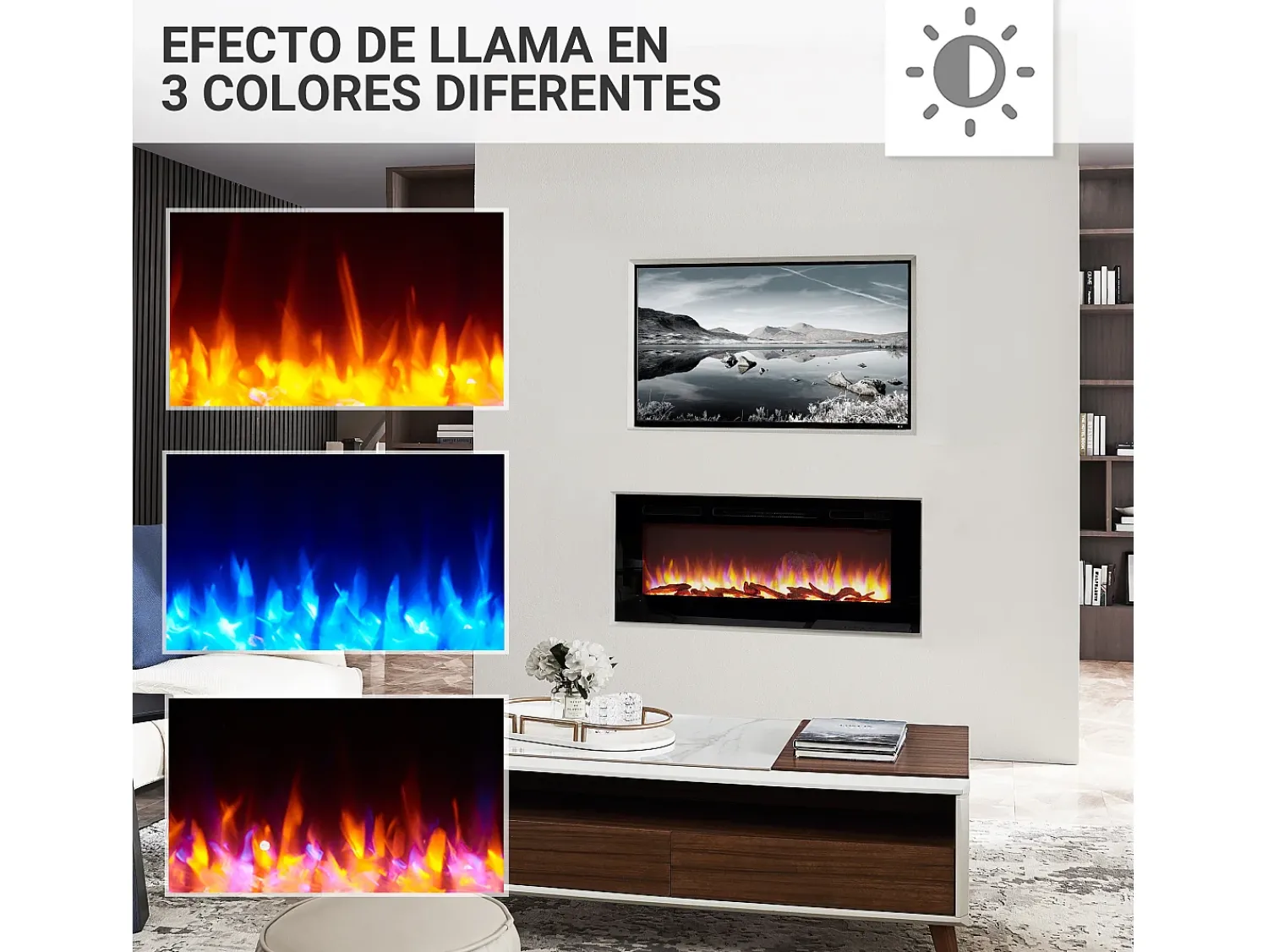 Lareira| Lareira elétrica BALDERIA Fiamma 48 - Lareira embutida - Preto