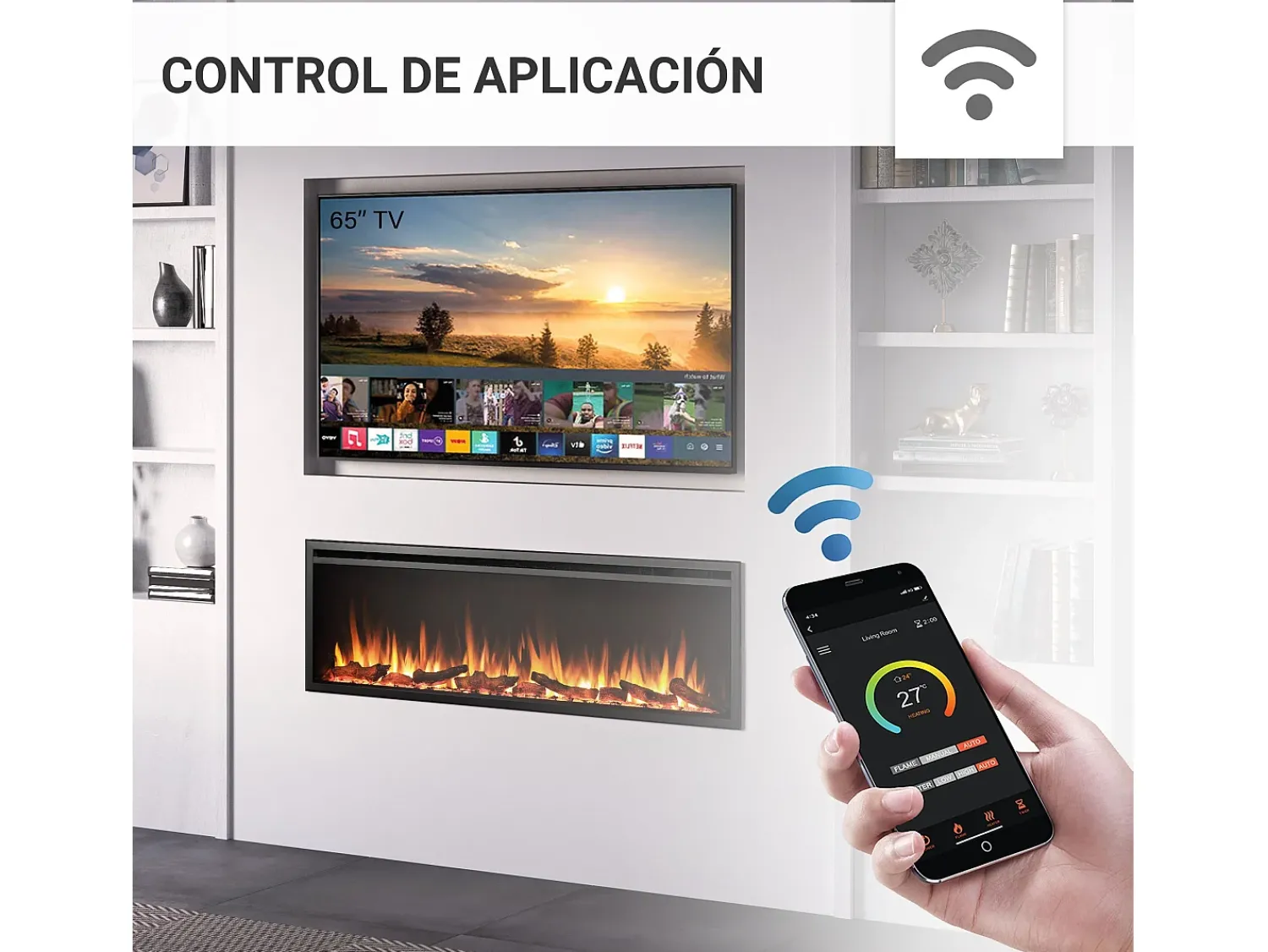 Lareira| Lareira elétrica BALDERIA Atalanta 60 - Lareira embutida, 1500 W - Preto