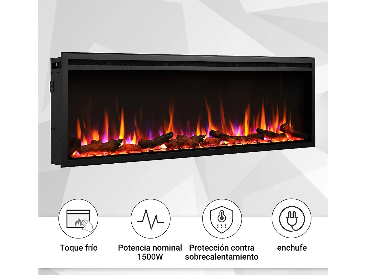 Lareira| Lareira elétrica BALDERIA Atalanta 60 - Lareira embutida, 1500 W - Preto