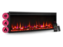Lareira| Lareira elétrica BALDERIA Atalanta 60 - Lareira embutida, 1500 W - Preto